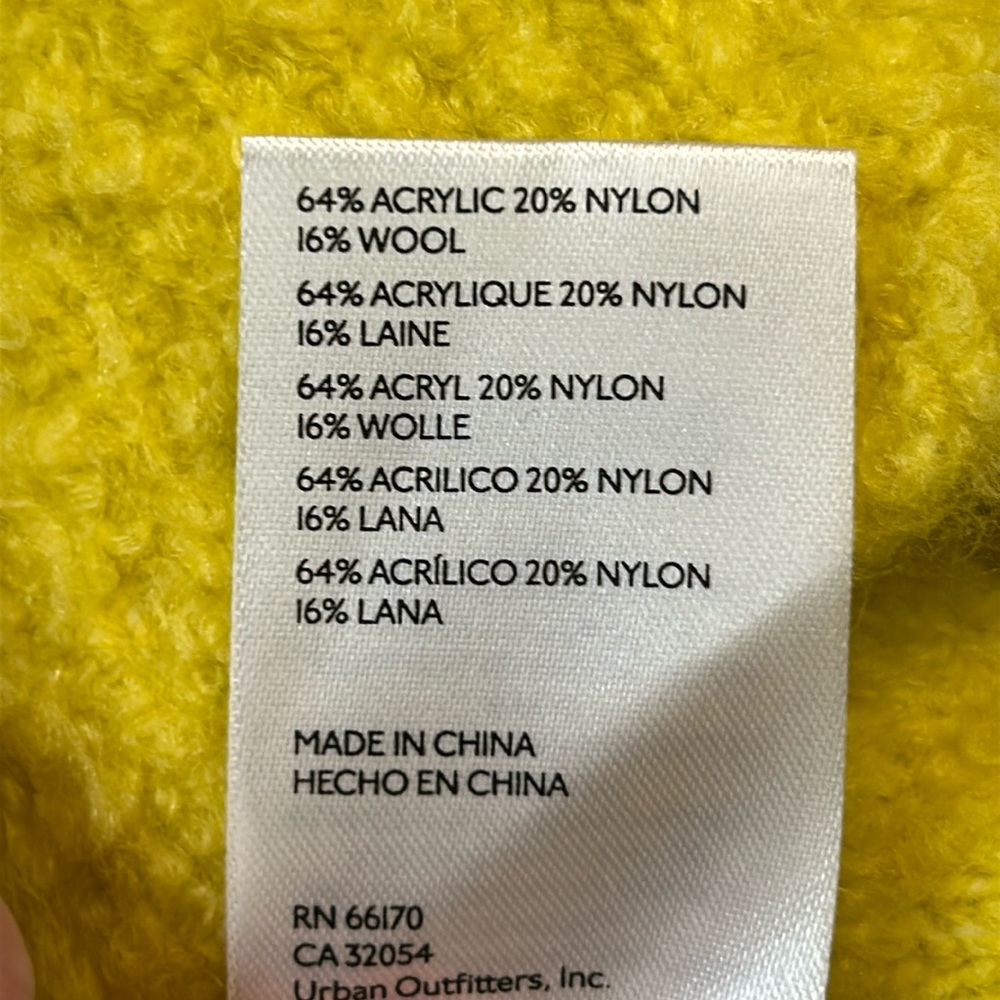 PILCRO XL Teddy V-Neck wool blend tunic sweater in bright yellow by Anthro - Picture 6 of 10